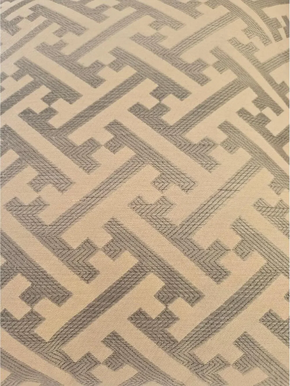 Set of 3 Geometric Fretwork Jacquard‎ Throw Pillows Beige Grey Square Accent